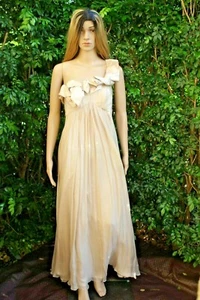 New With Tags Treuse-Luminare Maxi Formal Gown 100% Pure Silk Size 8/XS Gorgeous - Picture 1 of 7