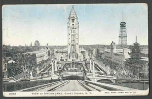 DATE 1905 PPC* VINTAGE CONEY ISLAND BROOKLYN NY DREAMLAND W/GLITTER - Picture 1 of 1