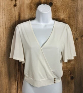 Francesca's Harper Heritage Off White Top Gr. M V-Ausschnitt Cross Over Bluse Shirt - Bild 1 von 6