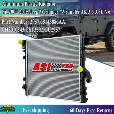 -Plastic Radiator FOR 2007-2015 Jeep Wrangler /Wrangler JK 3.6 3.8L V6; - Изображение 1 из 4