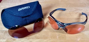 Briko Sprinter Racing Cycling Sunglasses Gray/Silver 2 Lenses + Case Italy - Picture 1 of 10
