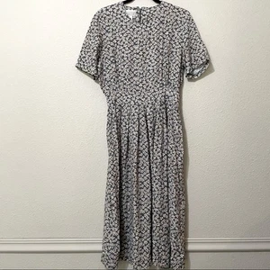 Vintage 90er blau ditsy Blumen Kurzarm Prärie Kleid Damen 12 Landhaus Kern - Bild 1 von 10