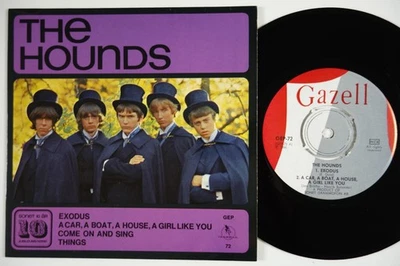HOUNDS rare 1966 EP FUZZED swedish garage A Car, A Boat / Exodus +2 mod LISTEN! Foto 1 de 2