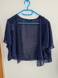 Bolero Jacke Bluse Gr.46 Blau Fotomuster - Bild 1 von 5
