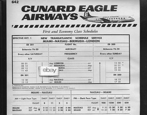 CUNARD EAGLE AIRWAYS VICKERS VISCOUNT ANZEIGE & 2 SEITEN SPIELPLAN 1962 - Bild 1 von 2