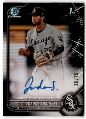 Jordan Sprinkle 2022 Bowman Chrome Black Auto /75 #CDA-JS Chicago White Sox - Image 1 of 2