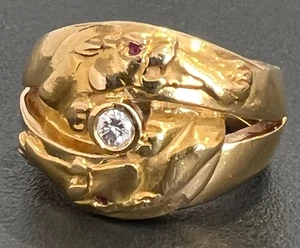 Carrera y Carrera Panther 18k Diamond Ring Ruby Eyes Solid Yellow Gold - Unique - Picture 1 of 20