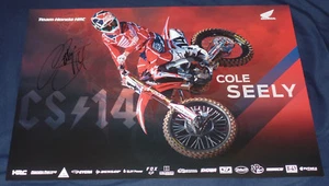 COLE SEELEY SIGNED AUTO'D 13X19 PHOTO POSTER AMA SUPERCROSS HONDA FLY RACING - Picture 1 of 2