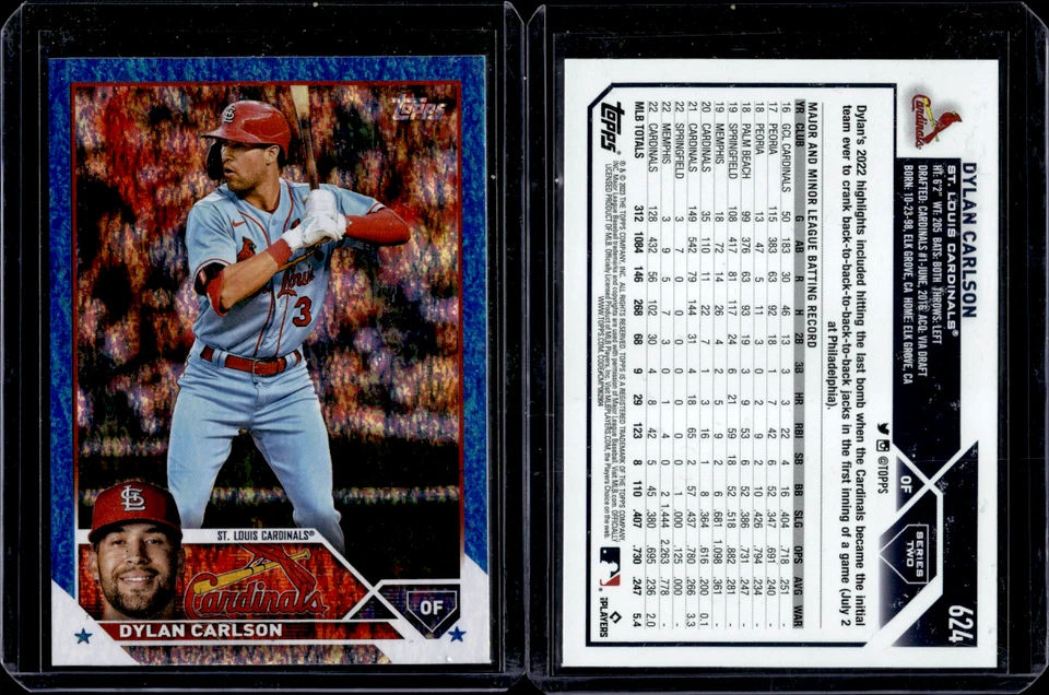 2023 Topps Series 2 Blue Foil #624 Dylan Carlson /999 - Image 1 of 1