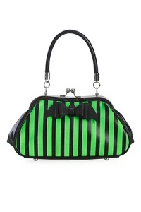 PROHIBIDO Ropa Verde Gótico Punk Retro Rayas Murciélago Arco Noche de Misterio Bolso de Mano - Imagen 1 de 5