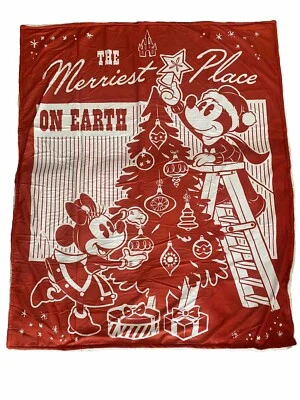 Disney Mickey Minnie Mouse Christmas Holiday Sherpa Throw Blanket 50''x 60"  NEW - Image 1 of 4