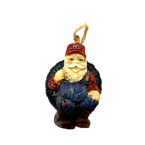 Vintage Harz Weihnachtsmann in Reifenschaukel Weihnachtsschmuck 2,25 Zoll - Bild 1 von 4