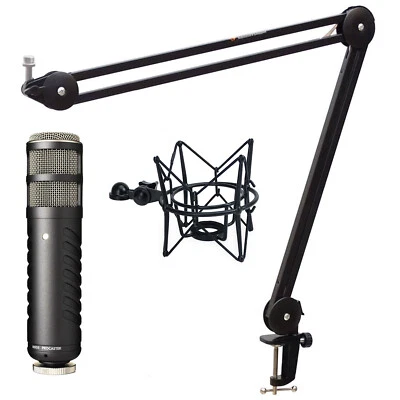 Rode Procaster Mikrofon mit keepdrum Gelenkarm-Stativ und Spinne Schwarz - Bild 1 von 4