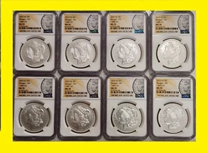 1886-1893 MORGAN CC SILVER DOLLAR NGC MS 70 FIRST DAY ISSUE 8 COINS FIJI mint - Picture 1 of 2