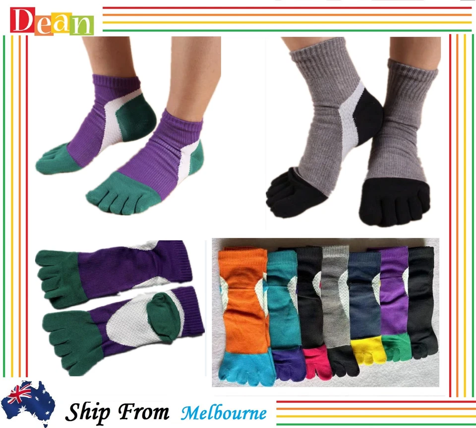 3 Pairs MENS WOMENS toe socks Athletic Running Cotton Five Separated Fingers AU - image 1 of 4