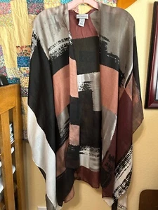 Plus Size Women's Kimono One Size CATHERINES Semi Sheer Block Color Design - Picture 1 of 4