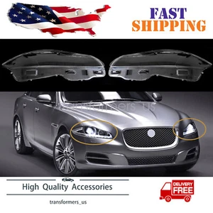 Pair Front Headlamp Headlight Lens Cover Shell Clear For Jaguar XJ XJL 2010-2019 - Picture 1 of 10