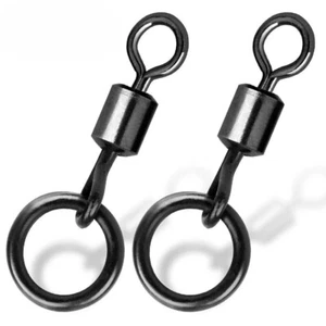 Black Carp Fishing Swivels 30~60Pcs Quick Change Rolling Swivels with Rings - Picture 1 of 12