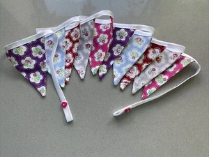 MINI floral Bunting Shabby Afternoon Tea/garden Party. 1.76 M. 10 Flags Handmade - Picture 1 of 23