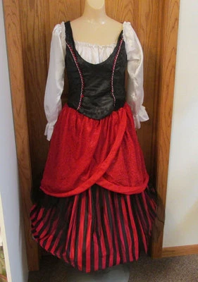 Sexy Hooped Dress Womens Halloween Costume Pirate Wench Gypsy Renaissance Small - Image 1 of 4