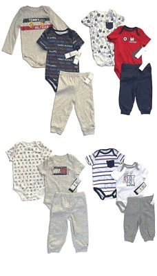 Tommy Hilfiger Baby Boy 3-Piece Set: 2 Bodysuits/Tops & Joggers Szs 3-6M-24M NWT - Image 1 of 3