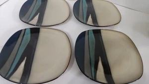 Gibson Elite Althea Stoneware Salad Plates Set of 4 Teal Blue Square - Picture 1 of 8