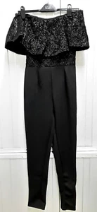 NUEVO Quiz Negro Marla Mancha de Brillo Bardot Traje de Juego Reino Unido 8 - Imagen 1 de 5