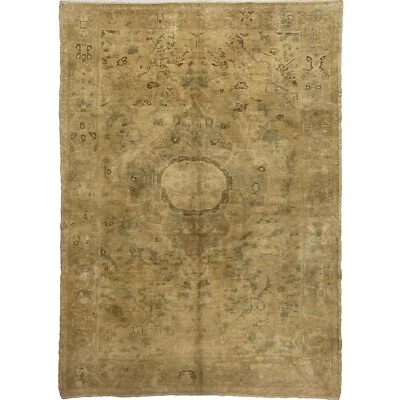 Handmade (5'9" x 8'9") Vintage Turkish Oushak Wool Area Rug for Living Room - Image 1 of 4