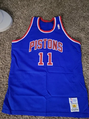 Vtg SAND KNIT DETROIT PISTONS ISAIAH Isiah THOMAS NBA JERSEY Sz MENS XL Cover