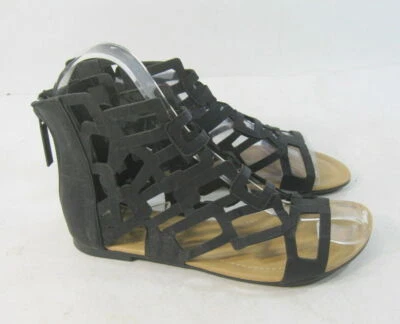 Sandalia fresca plana punta abierta negra de verano para mujer talla 6 Foto 1 de 4