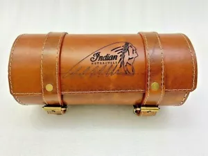 Indian Chief Engraved on Tool Bag For Indian Chief Motorcycles Tan Leather - Picture 1 of 5