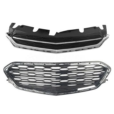 2pcs Upper & Lower W/ Chrome Trim Bumper Grille FIT 2016 2017 Chevrolet Equinox — 第 1/4 张图片