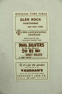 Erie-Lackawanna EL Railroad Public Timetable 1961 Glen Rock Train RR PTT - Picture 1 of 1