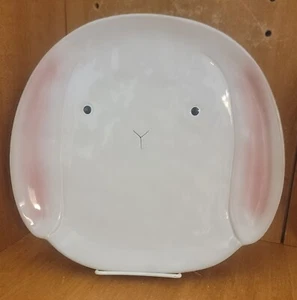 World Market Bunny Head Plate, 10" x 9 1/2", White & Pink, Figural, Easter, EUC - Picture 1 of 5