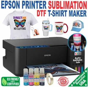 EPSON PRINTER WITH SUBLIMATION INK BUNDLE PRINT  MUG,  PLUS DTF T-SHIRT COTTON - Picture 1 of 7