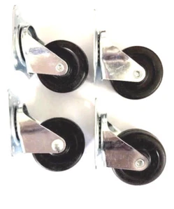 2" 50mm 4pcs Casters Castors Caster Swivel Wheels Black Color Solid Polytene6403 - Picture 1 of 4
