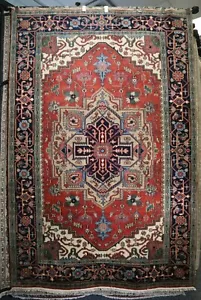 6'0" x 8'10" Hand Knotted Carpet Vegetable Dye Wool Serapi Caucasian Kazak Rug - Picture 1 of 6