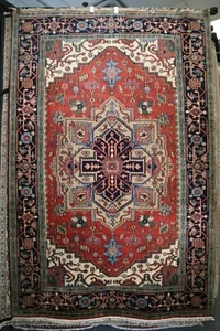 6'0" x 8'10" Hand Knotted Carpet Vegetable Dye Wool Serapi Caucasian Kazak Rug - Picture 1 of 6