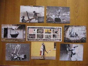 Sello BANKSY STREET ART Ucrania 2023 + 7 postales guerra rusia t - Imagen 1 de 3