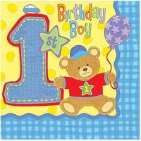 Hugs N Stitches First Birthday Boy 10" x 13" Bib-See my store for more items