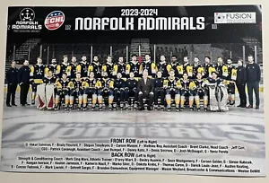 2023/24 ECHL Norfolk Admirals Team Hockey Poster/Winnipeg Jets Affiliate11”X17” - Picture 1 of 1