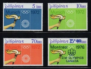 PHILIPPINES, SCOTT # 1163-1165 & 1297, SET OF 4 MNH OLYMPICS TORCH MUNICH 1972 - Picture 1 of 1