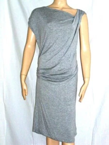 Sz L SEVEN 7 Heather Gray Rayon Spandex Dress Sleeveless Side Ruching Knee XL - Picture 1 of 1