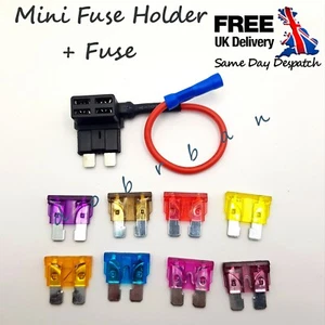 STANDARD SICHERUNGSHALTER +1x SICHERUNG 12V Auto Add a Circuit Huckepack Spaten Armaturenbrett Kamera - Bild 1 von 11