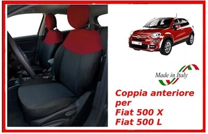 Sitzbezüge für Fiat 500 X L Paar Schonbezüge Set nach Maß Schwarz Rot Gesteppt - Bild 1 von 4