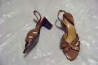womens liz claiborne cathleen brown leatehr cross strap slingback heels shoe 6.5