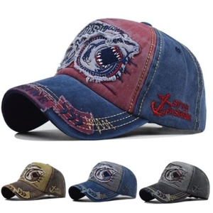 3D Hai Herren Damen Baseball Cap Distressed Snapback Sport Hip-Hop Baumwolle Mütze - Bild 1 von 30