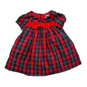 Vestido manga corta a cuadros rojo y verde Janie and Jack talla 3-6 meses para niñas - Imagen 1 de 2