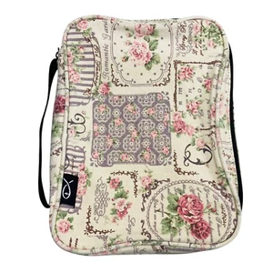 Shabby Chic Vintage Blumendruck Reißverschluss Bibel Etui Abdeckung mit Griff & Lesezeichen - Bild 1 von 8