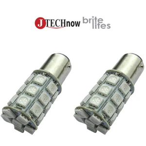 Jtech 2 x 1142 BA15D 27 SMD LED Red High/Low Light Modes Car Signal Light Bulb - Picture 1 of 4
